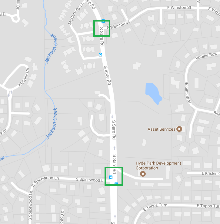 Map of South Sare Road with project locations.