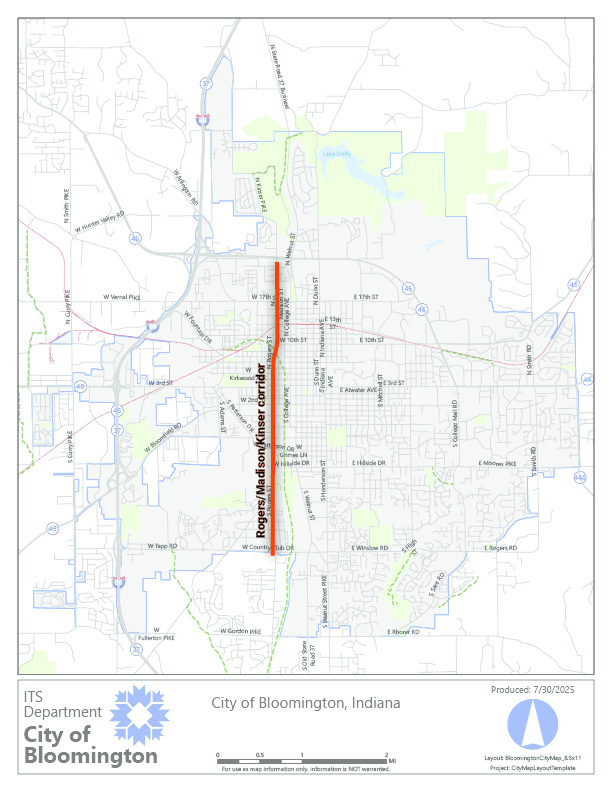 Map showing Rogers/Madison/Kinser corridor