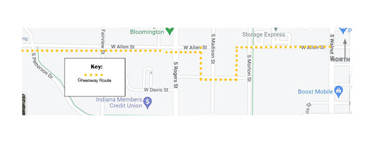 a map of the location for the W. Allen Neighborhood Greenway