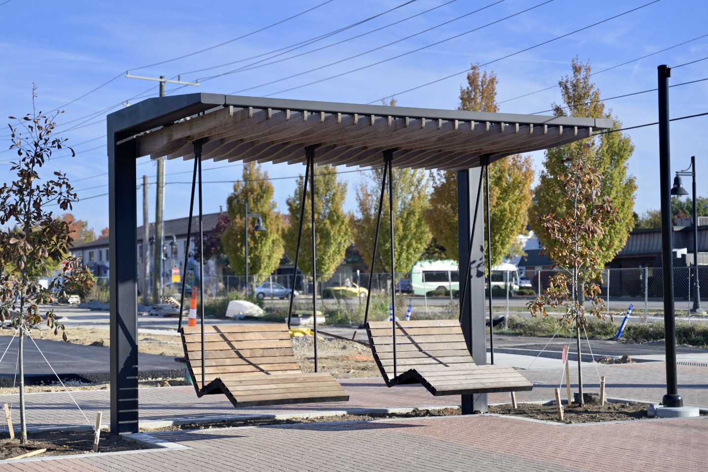 Bench swings at the new Hopewell Commons October 2024